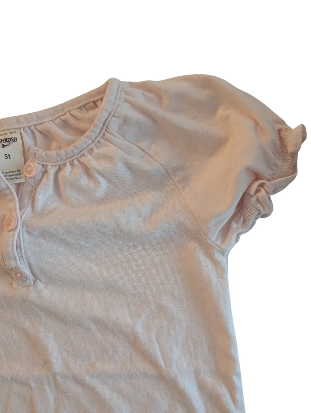 OshKosh B'gosh Girls' Light Pink Short Sleeve Peasant Top Cotton Size 5T